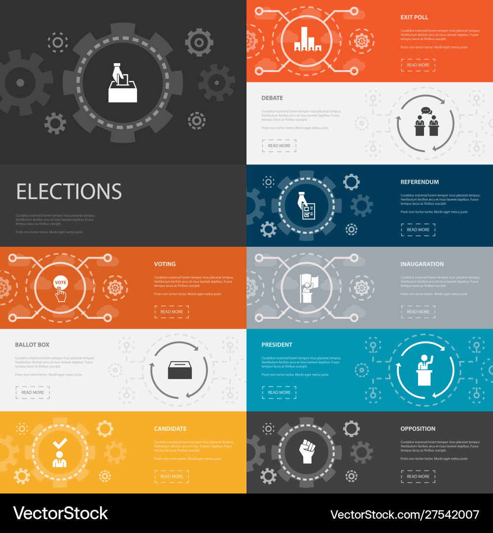 Election Line Icons - Voting Concepts vector image