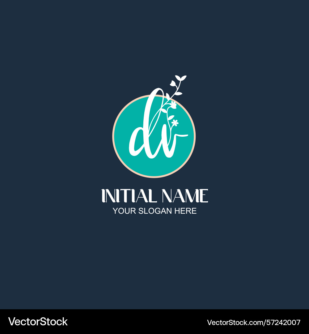Elegant dv initial logo design with botanical Vector Image