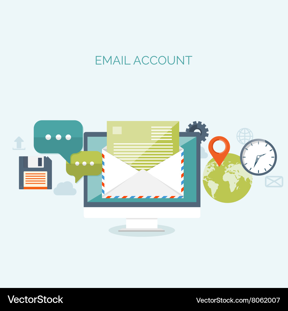 Flat background with envelope vector image