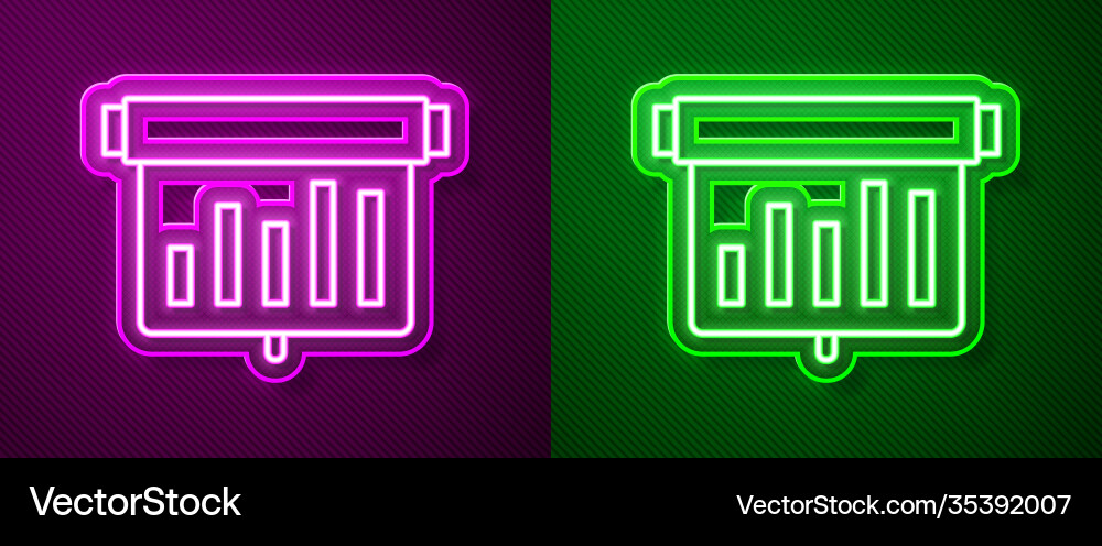 Glowing neon line board with graph chart icon Glowing neon line board with graph chart icon vector image