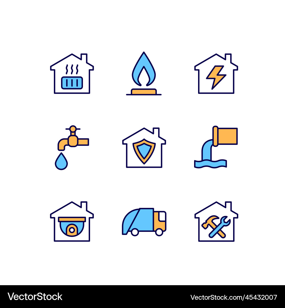 Infrastructures pixel perfect rgb color icons set Infrastructures pixel perfect rgb color icons set vector image