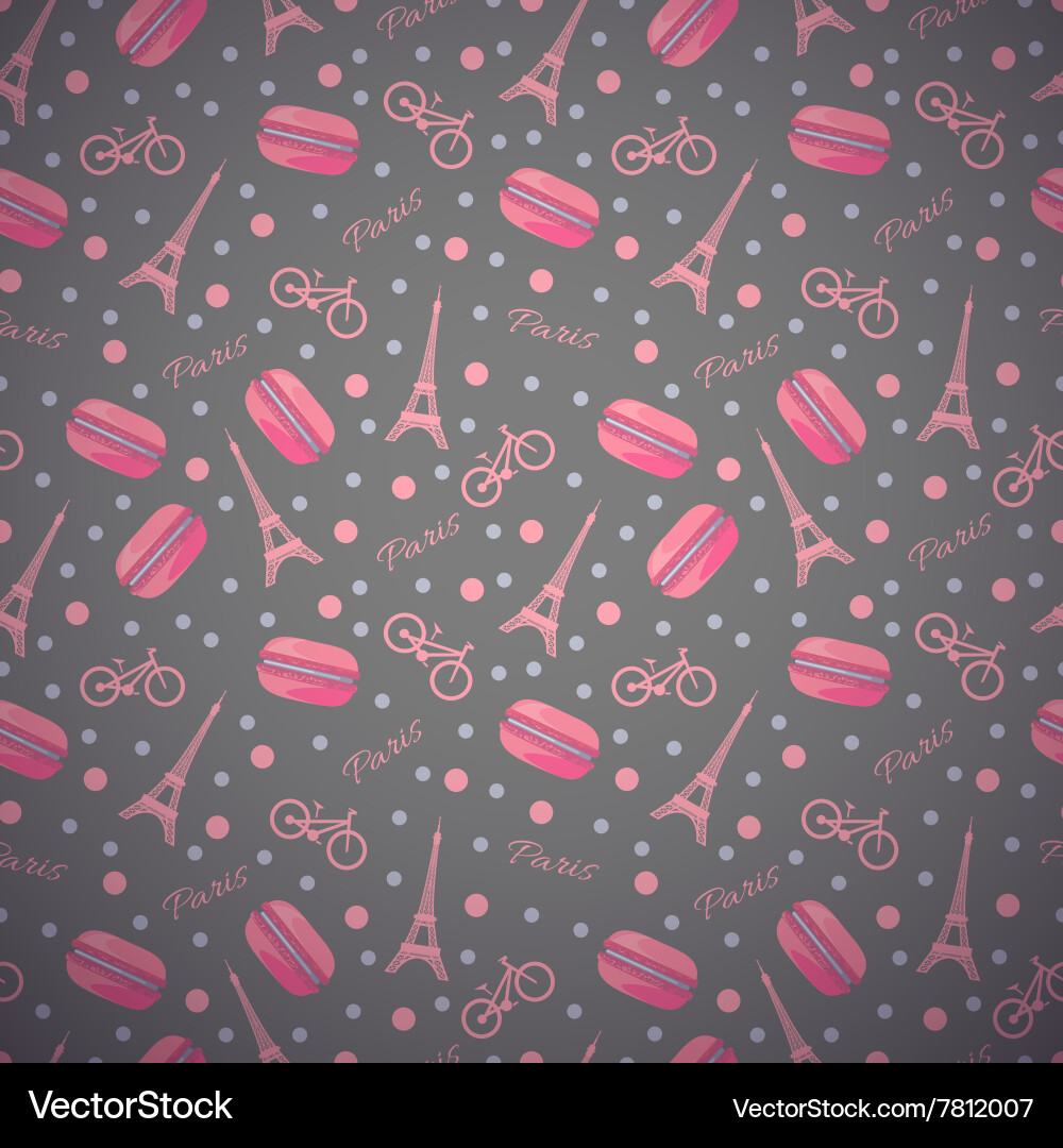 Macaroon & Eiffel Tower Pattern vector image