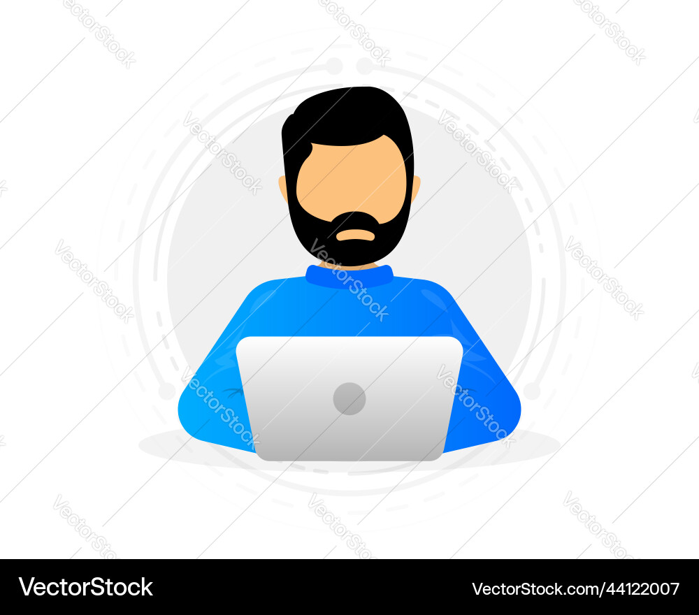 Man is using a computer the concept Man is using a computer the concept Vector Image