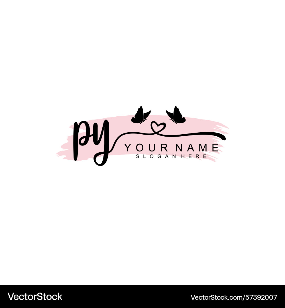 Modern handwritten py initial logo collection Vector Image