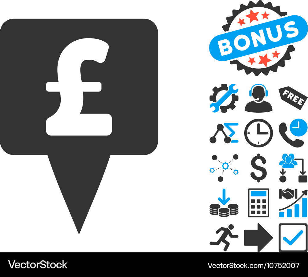 Pound map pointer flat icon with bonus Vector Image