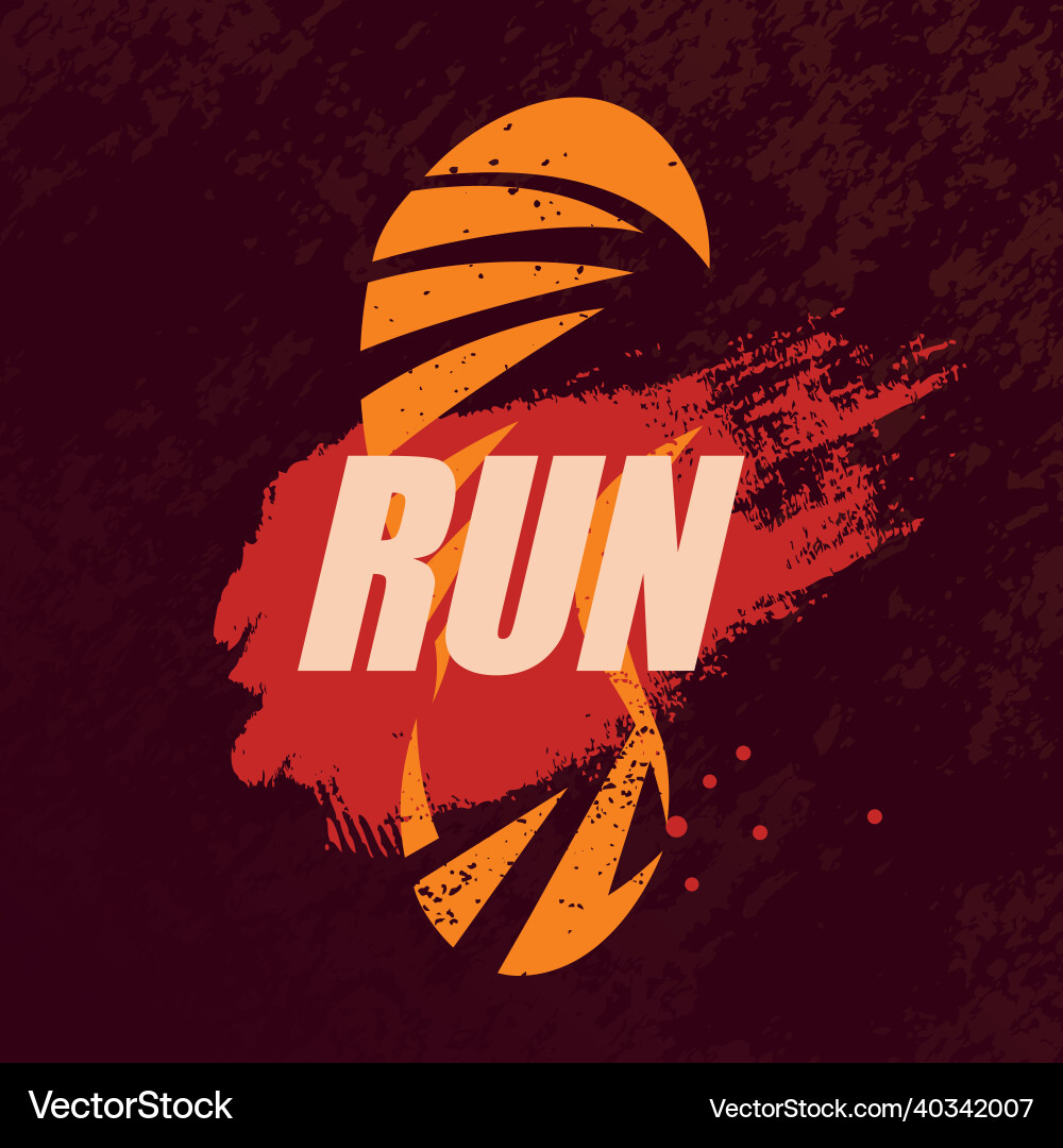 Run print symbol in grunge style vector image