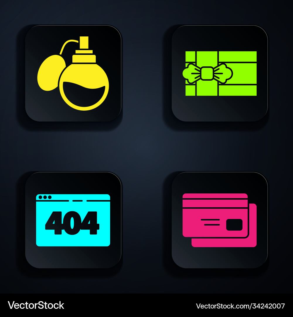 Set credit card perfume page with a 404 error Set credit card perfume page with a 404 error vector image