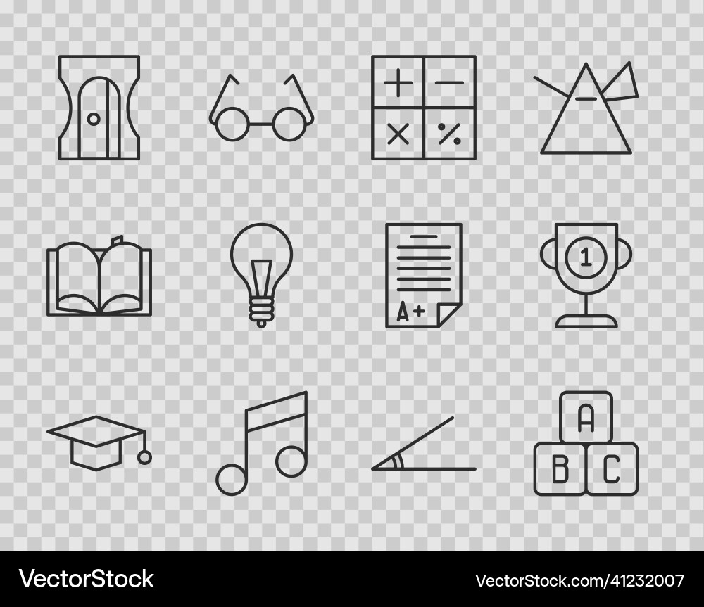 Set line graduation cap abc blocks calculator Set line graduation cap abc blocks calculator vector image