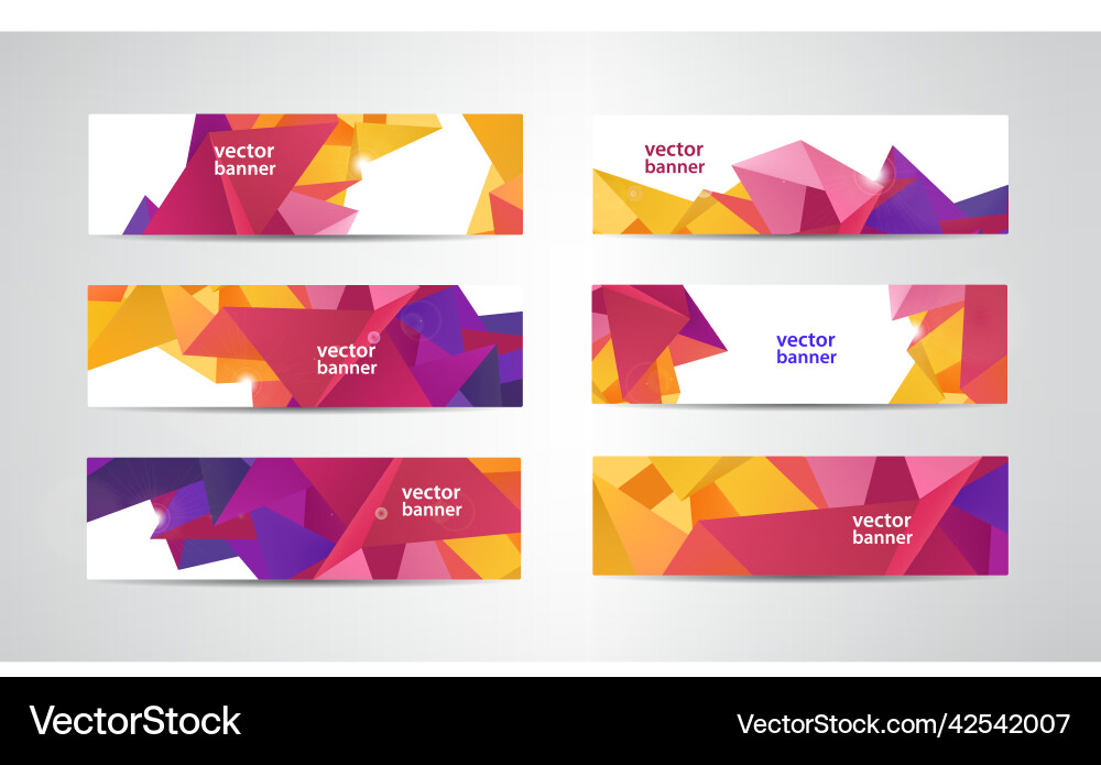 Set of banners with polygonal geometric vector image