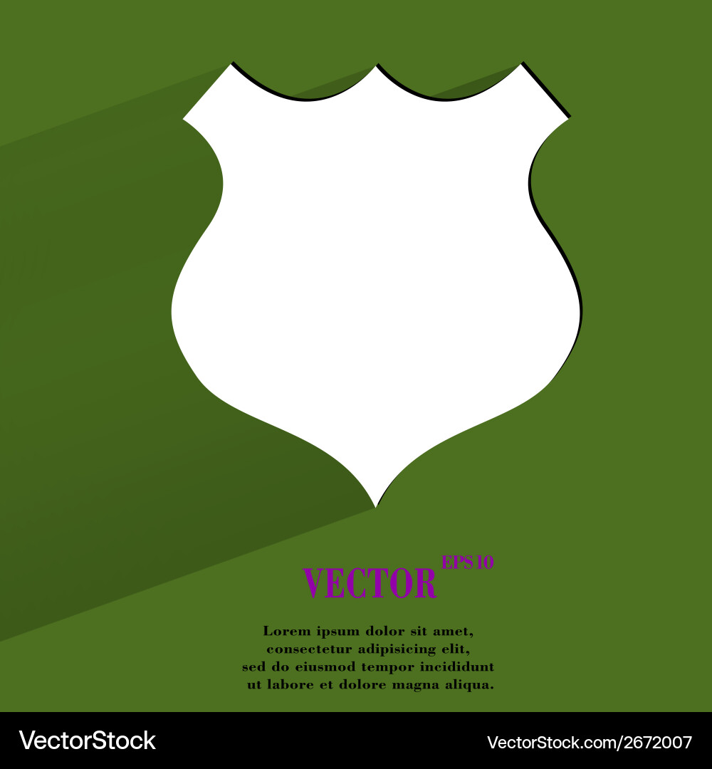 Shield flat modern web button with long shadow vector image