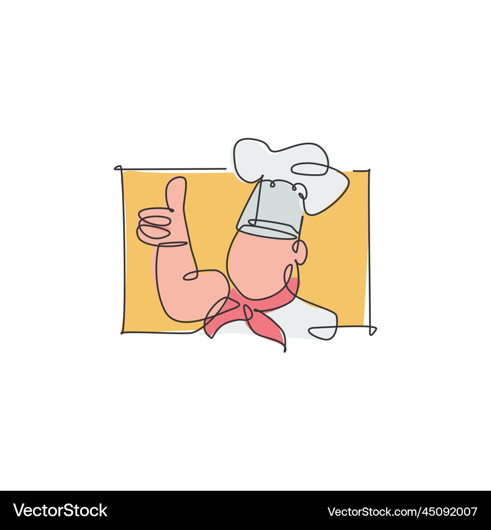 Single continuous line drawing of stylized chef Single continuous line drawing of stylized chef vector image