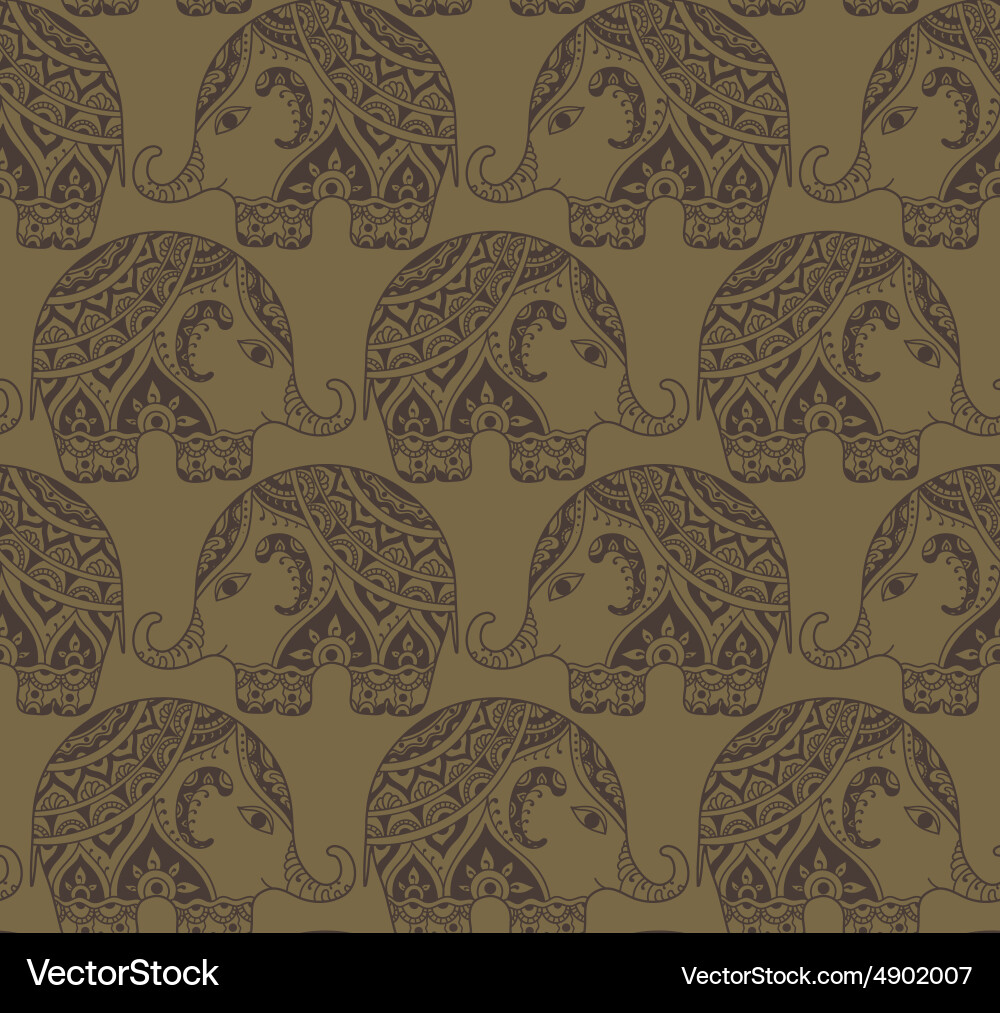 Stylized Elephant Seamless Pattern Vector Image