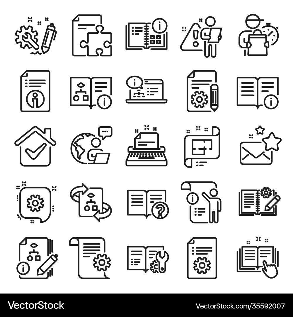 Technical documentation line icons set Technical documentation line icons set vector image