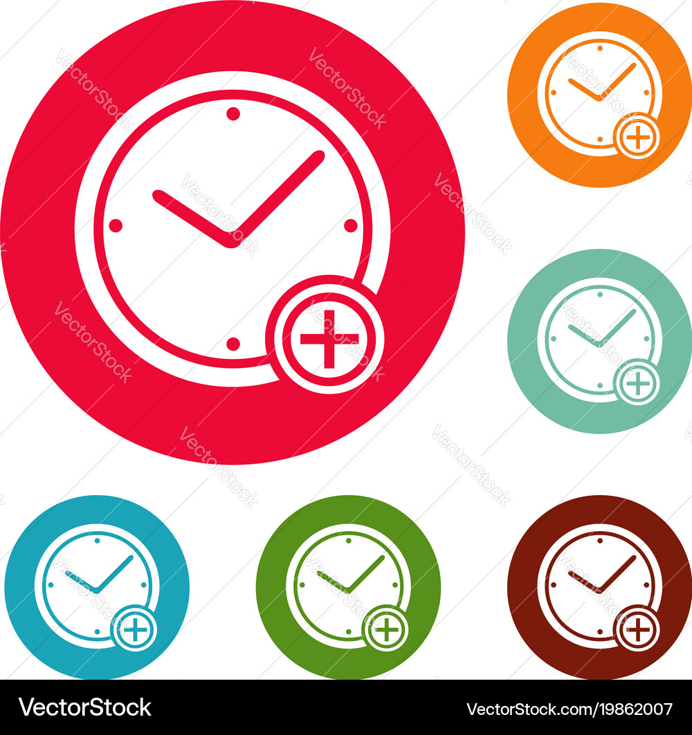 Time plus icons circle set vector image