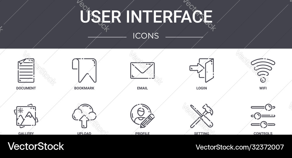 User interface concept line icons set contains User interface concept line icons set contains Vector Image