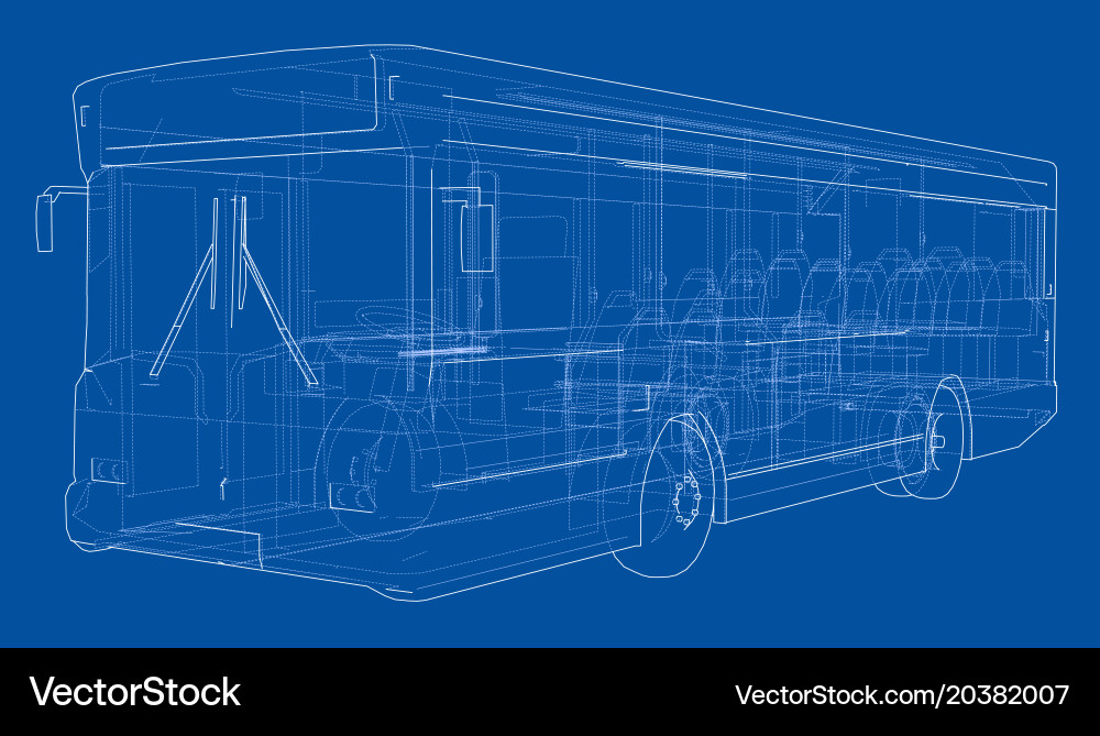 Wireframe City Bus Rendering vector image