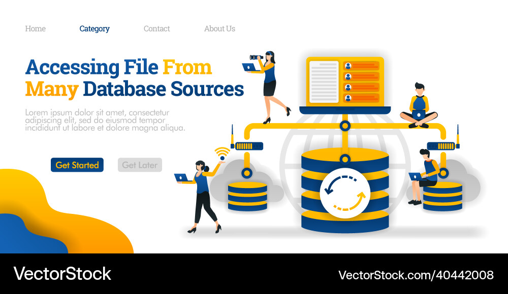 Accessing file from many database source vector image