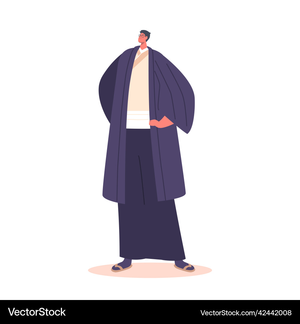 Asian male character wear traditional kimono dress Asian male character wear traditional kimono dress vector image