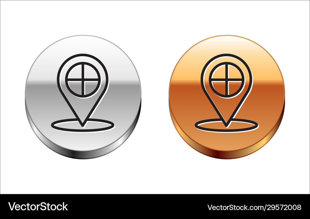 Black line map pointer with taxi icon isolated Black line map pointer with taxi icon isolated vector image