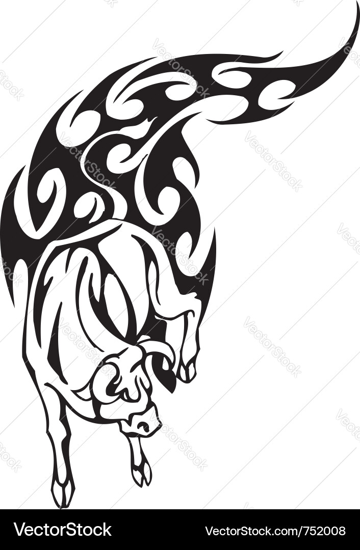 Bull in tribal style - image vector image