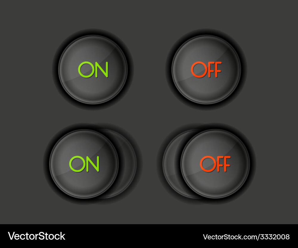 Buttons with on and off text vector image