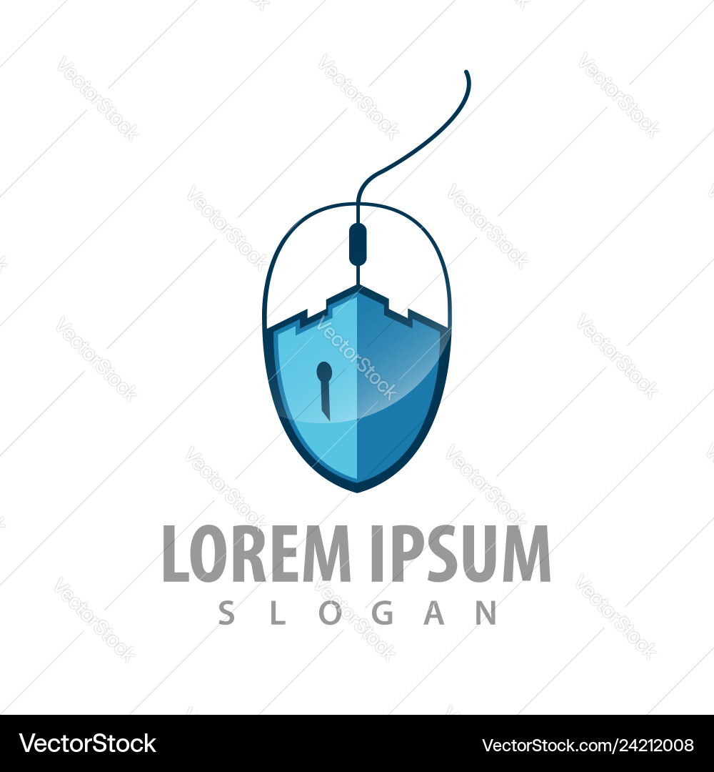 Castle key in the computer mouse logo concept Vector Image