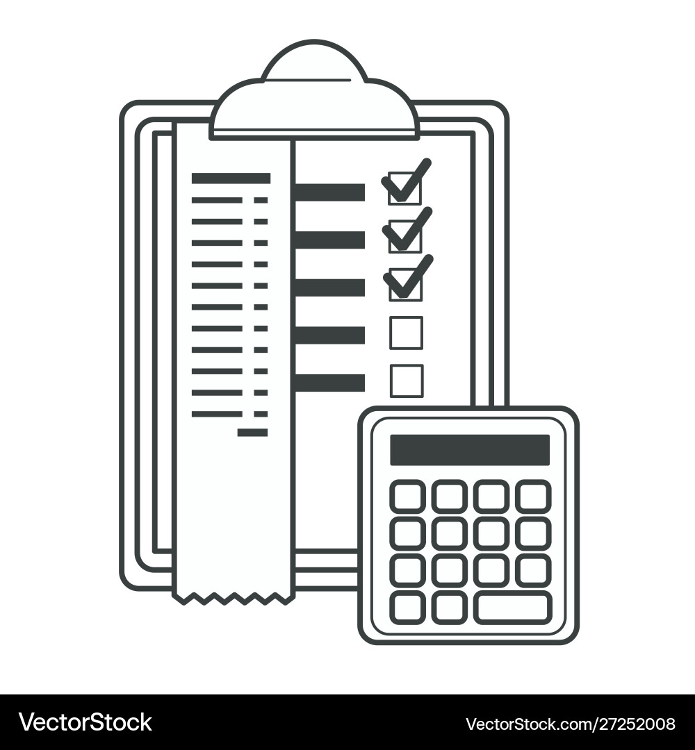 Checklist with ticks and info calculator Checklist with ticks and info calculator vector image