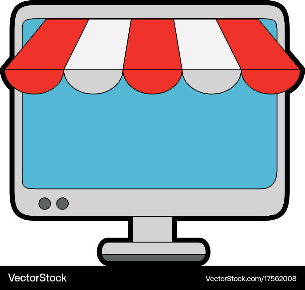 Computer display with parasol Vector Image