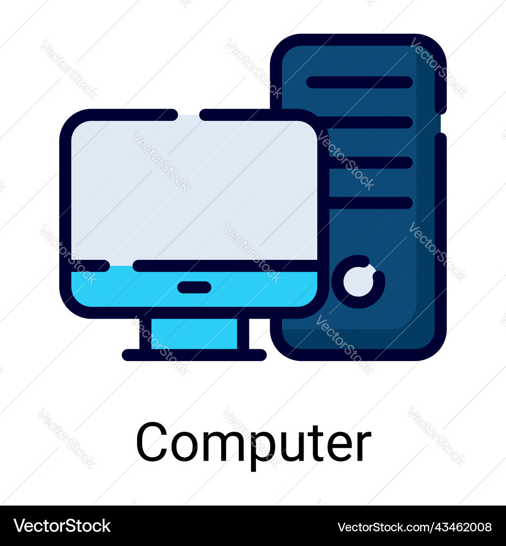 Cpu computer color line icon isolated on white vector image