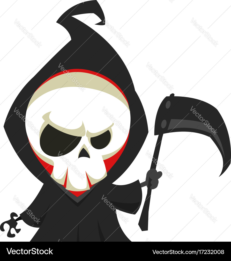 Cute Cartoon Reaper with Scythe Vector Image