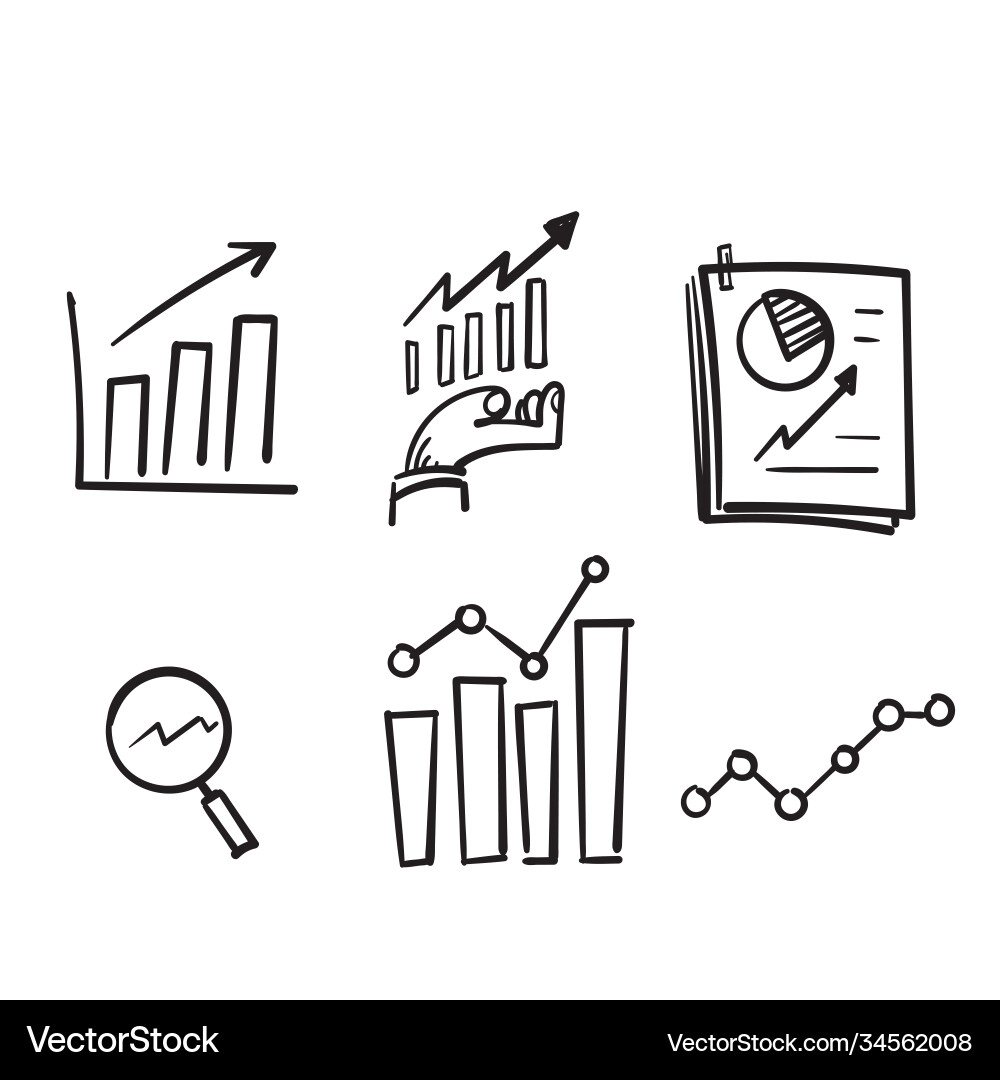 Data Analysis Line Icons - Doodle Set vector image