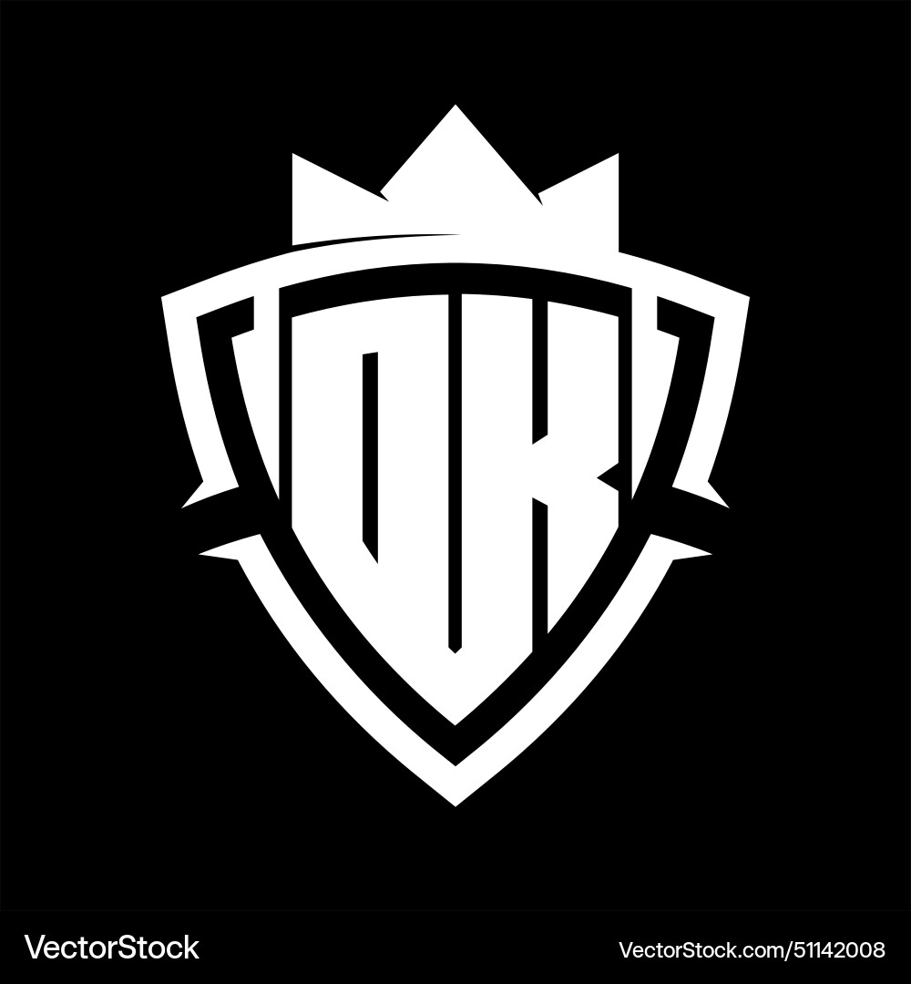 Dk letter monogram with triangle curve shield Dk letter monogram with triangle curve shield Vector Image