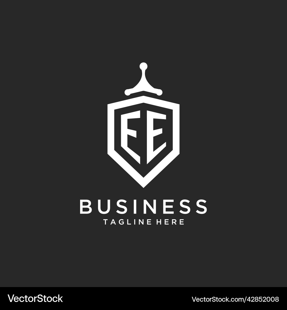 Ee monogram logo initial with shield guard shape Ee monogram logo initial with shield guard shape Vector Image