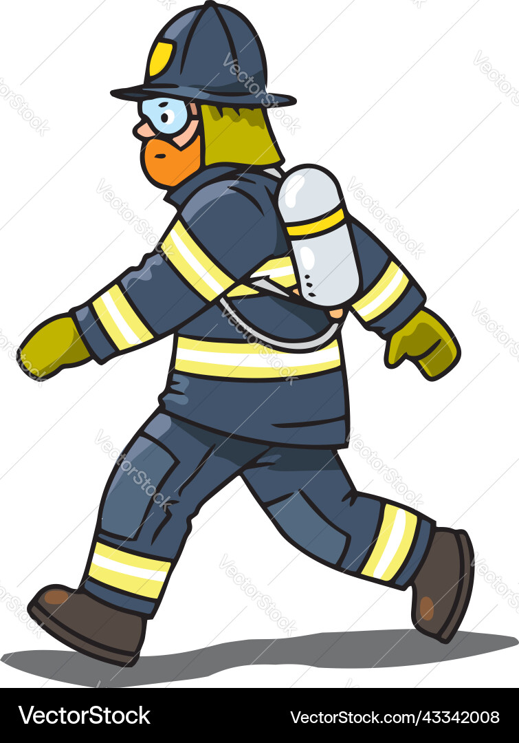 Firefighter or fireman is running Vector Image