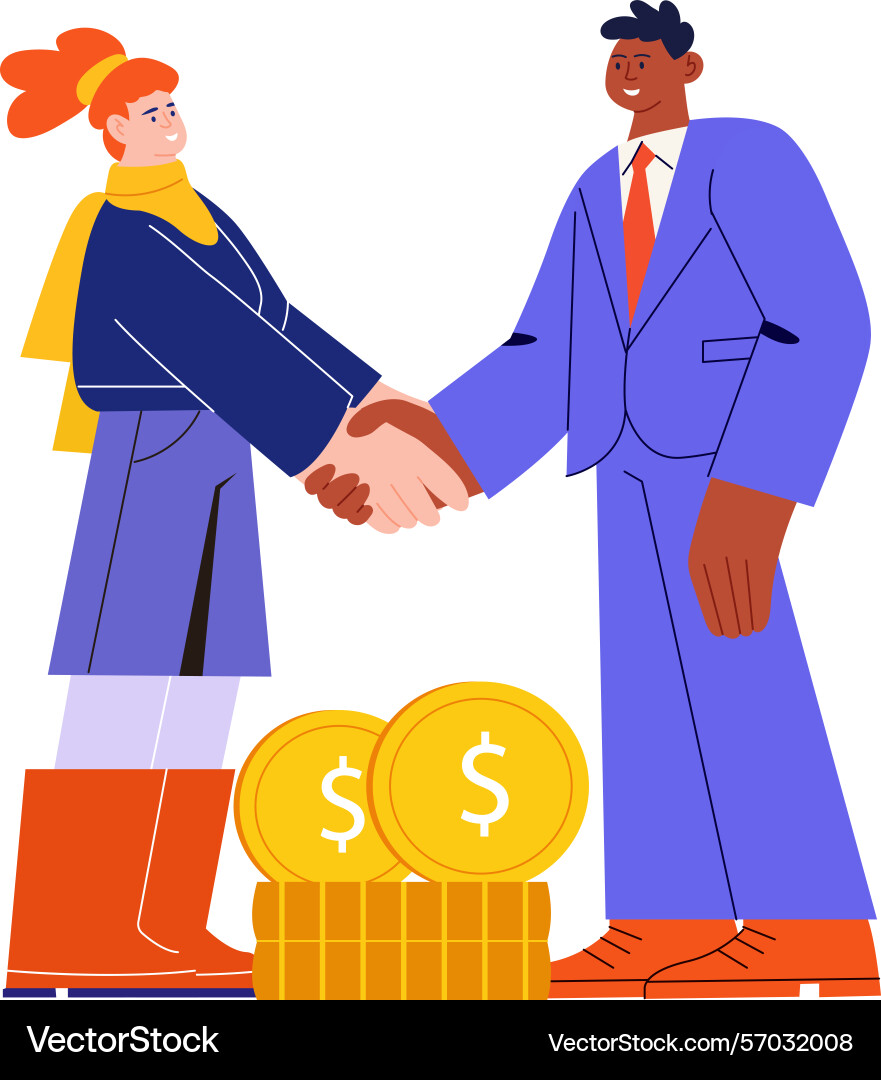 Flat style showing group discussing p Vector Image