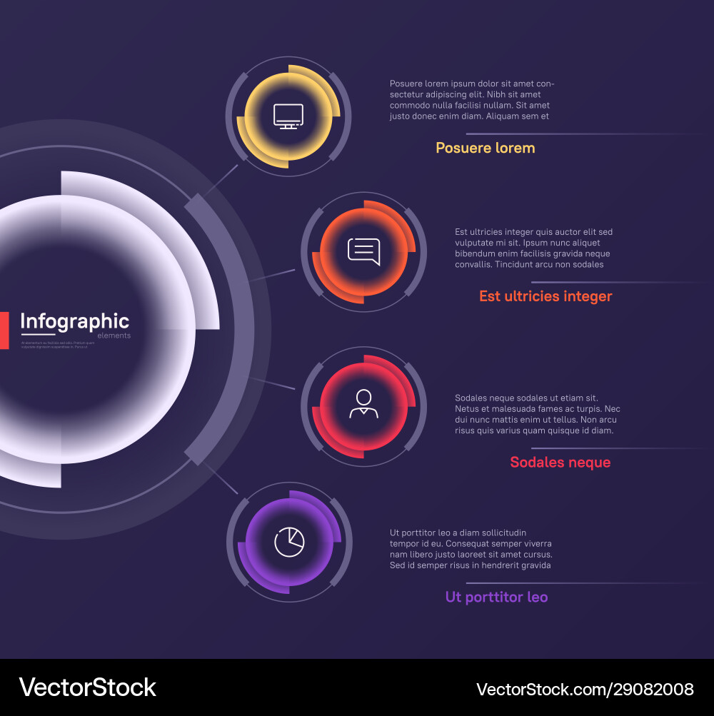 Infographic round chart template on a deep Infographic round chart template on a deep vector image