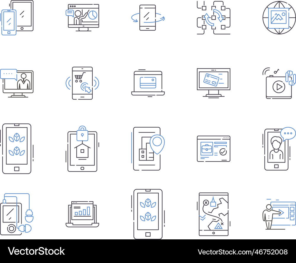Internet and high tech outline icons collection Internet and high tech outline icons collection vector image