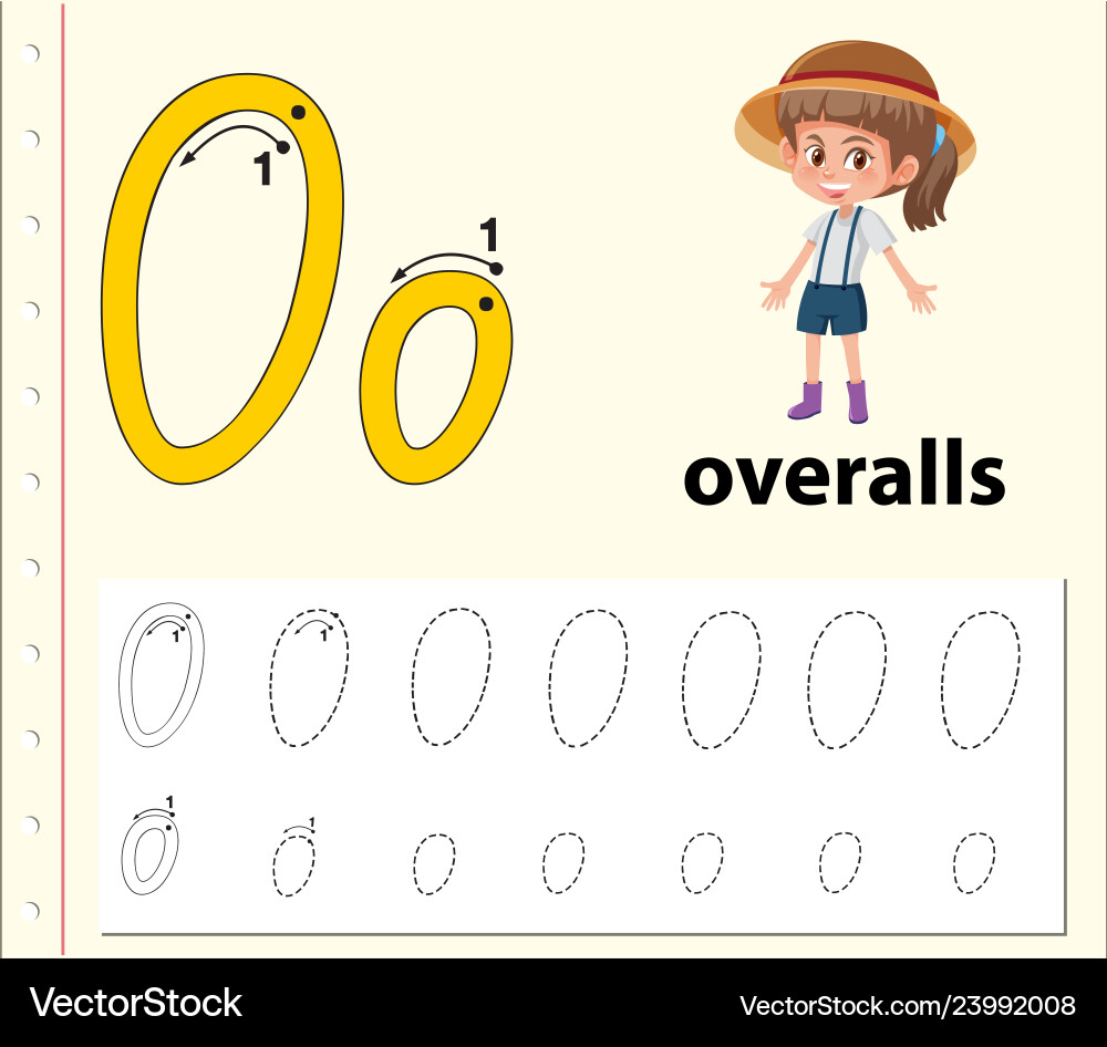 Letter o tracing alphabet worksheets Letter o tracing alphabet worksheets vector image