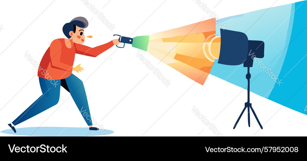 Man Projecting Vision with Megaphone Vector Image