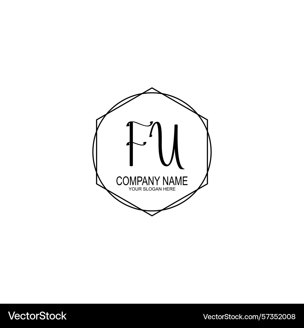 Minimalist handwritten fu initial logos with soft Vector Image