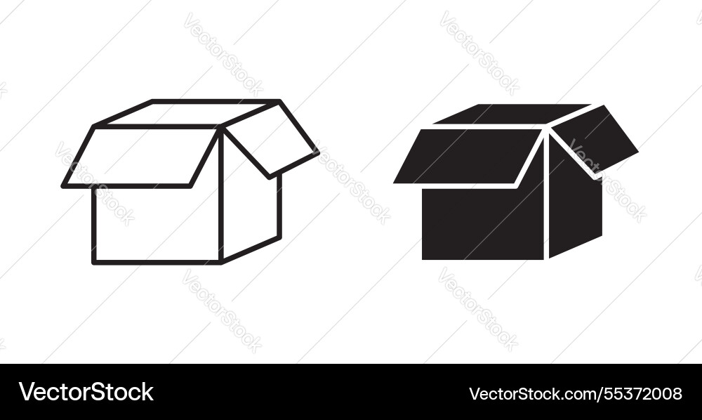 Open box icon set in thin line for web Open box icon set in thin line for web Vector Image