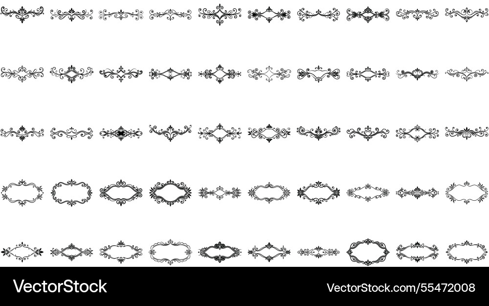 Ornate frame and border set Vector Image