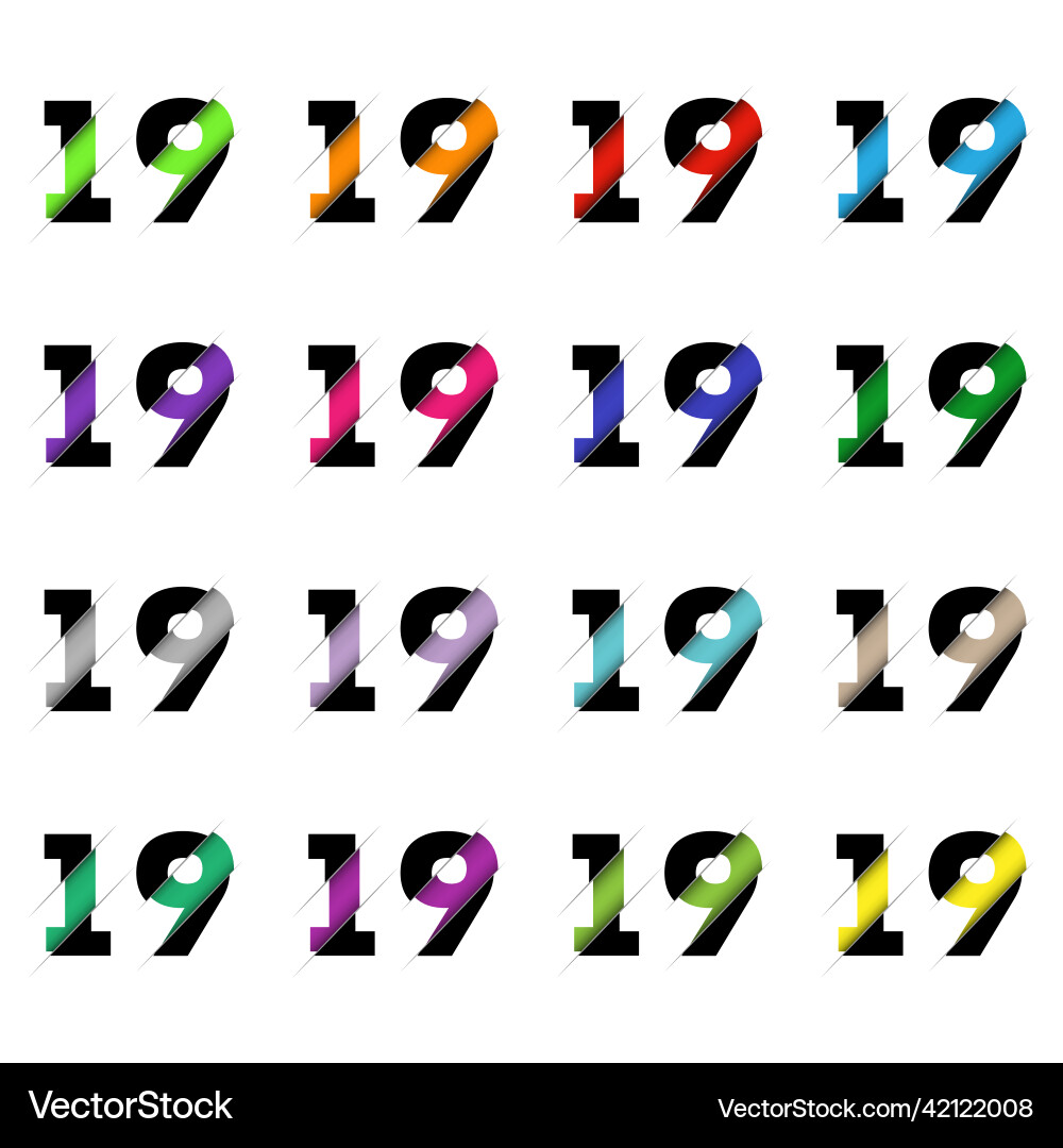 Paper cut number nineteen 19 realistic 3d multi Vector Image