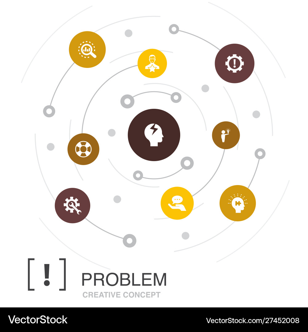 Problemfarbenes Kreiskonzept mit einfachen Icons Problemfarbenes Kreiskonzept mit einfachen Icons vektorbild