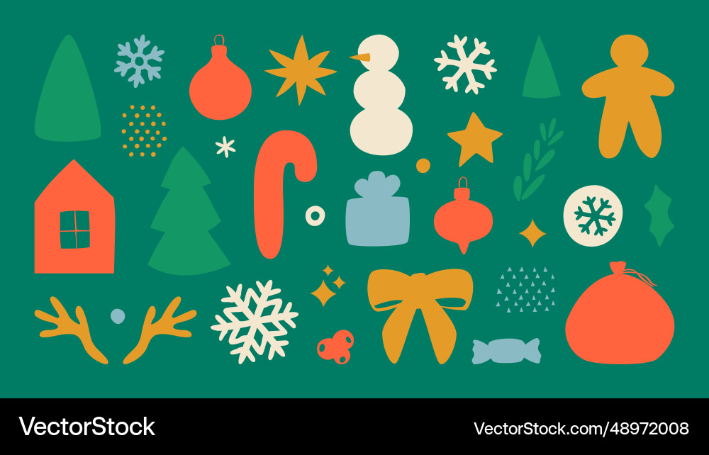 Satz von Weihnachtshand gezeichnete Elemente Satz von Weihnachtshand gezeichnete Elemente vektorbild
