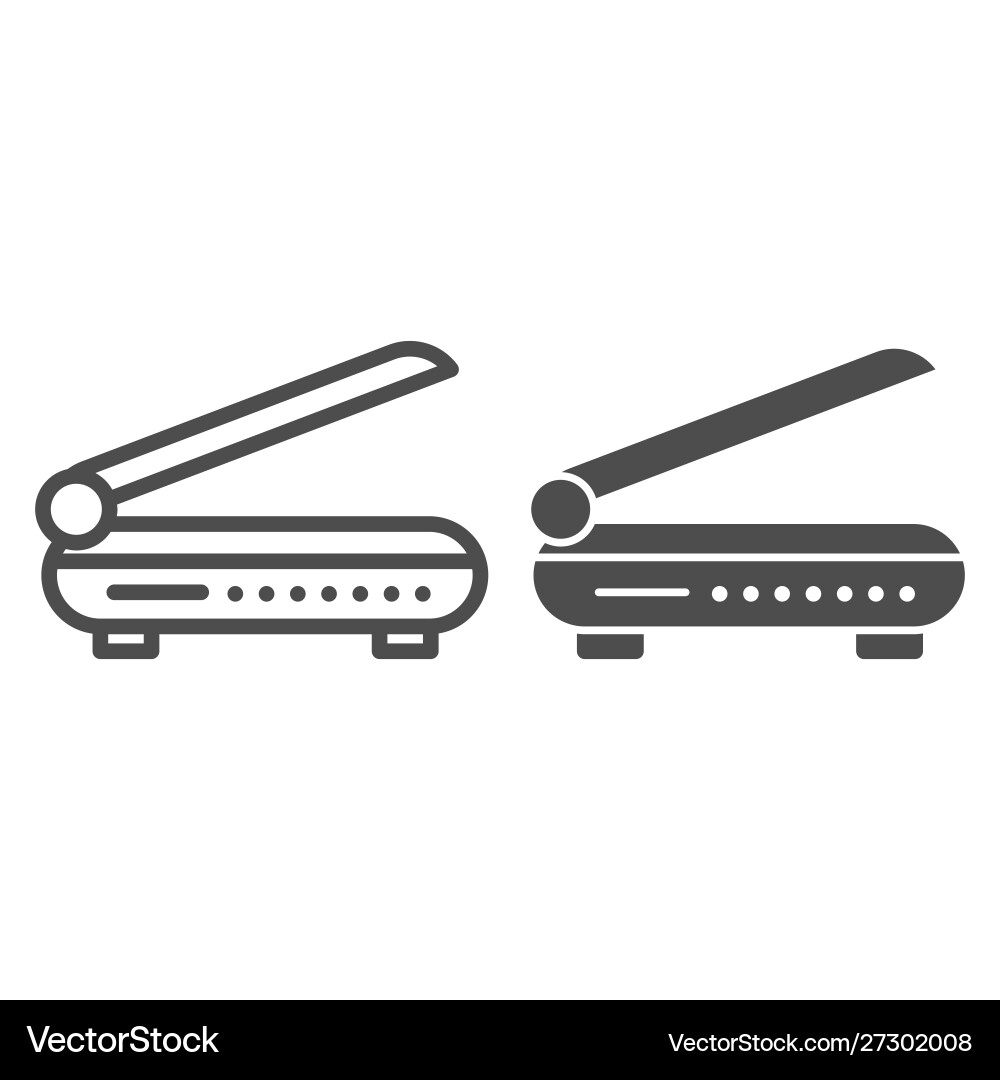 Scanner line and glyph icon document scan Vector Image