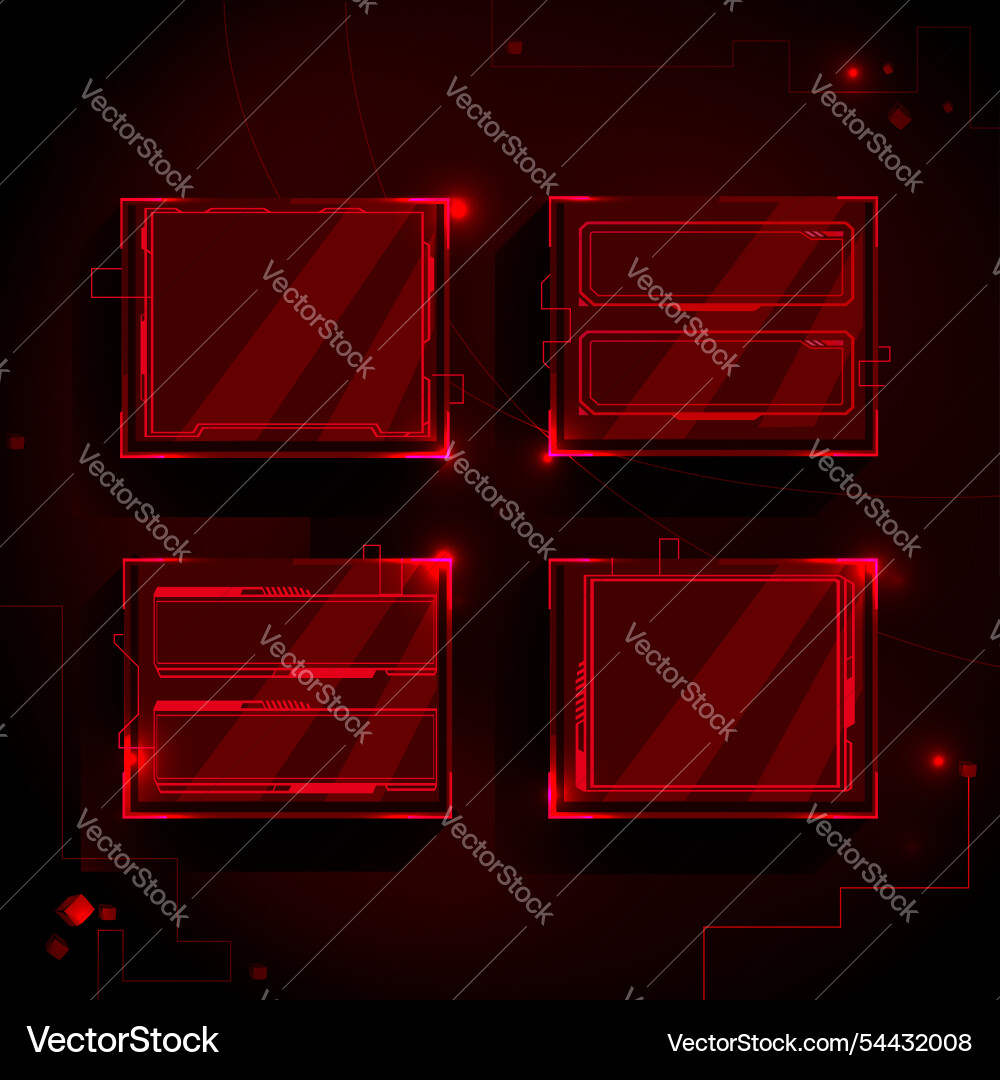 Sci fi notification frames with glowing red lines Sci fi notification frames with glowing red lines vector image
