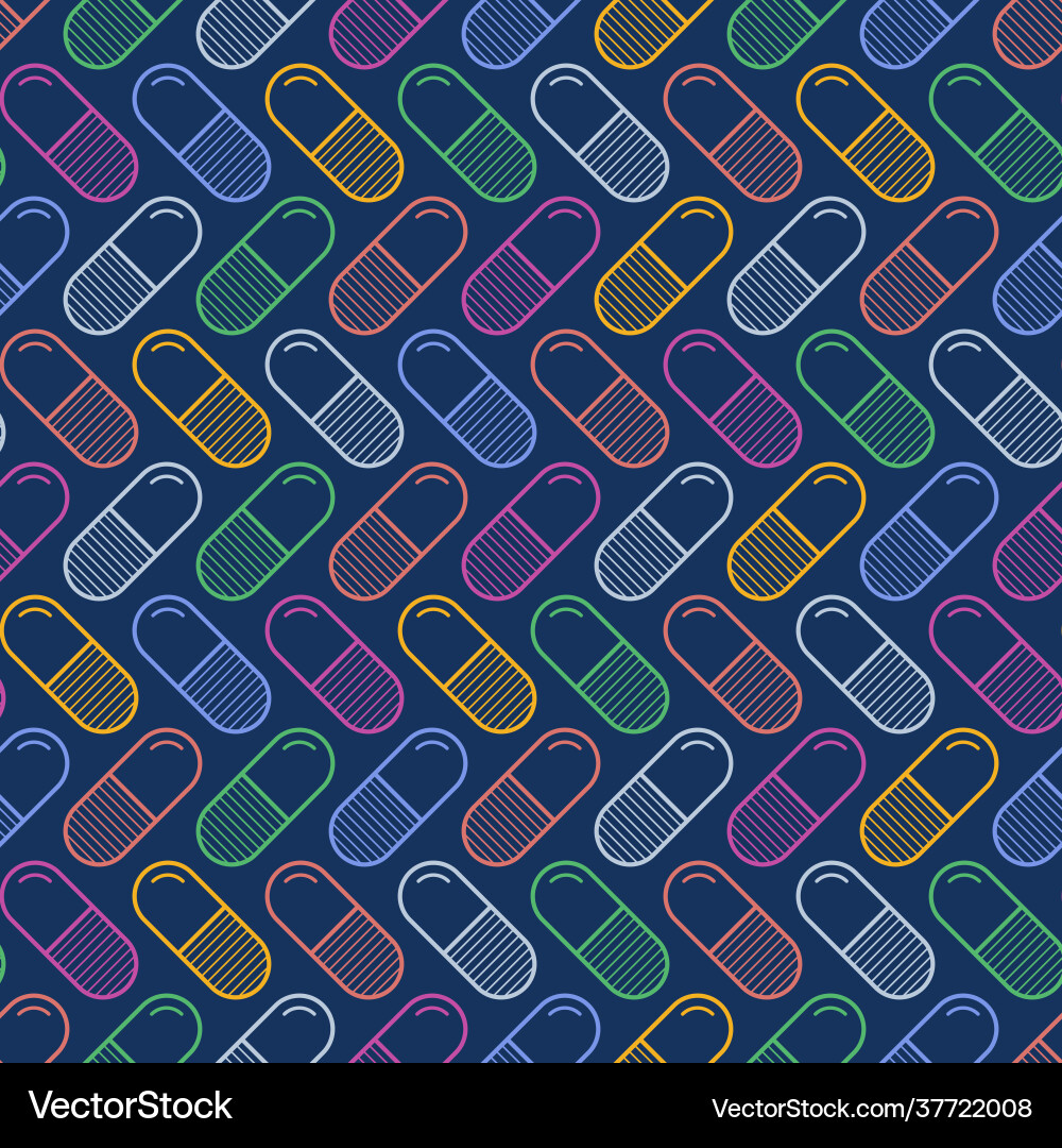 Seamless pattern with color pills tablets Seamless pattern with color pills tablets vector image