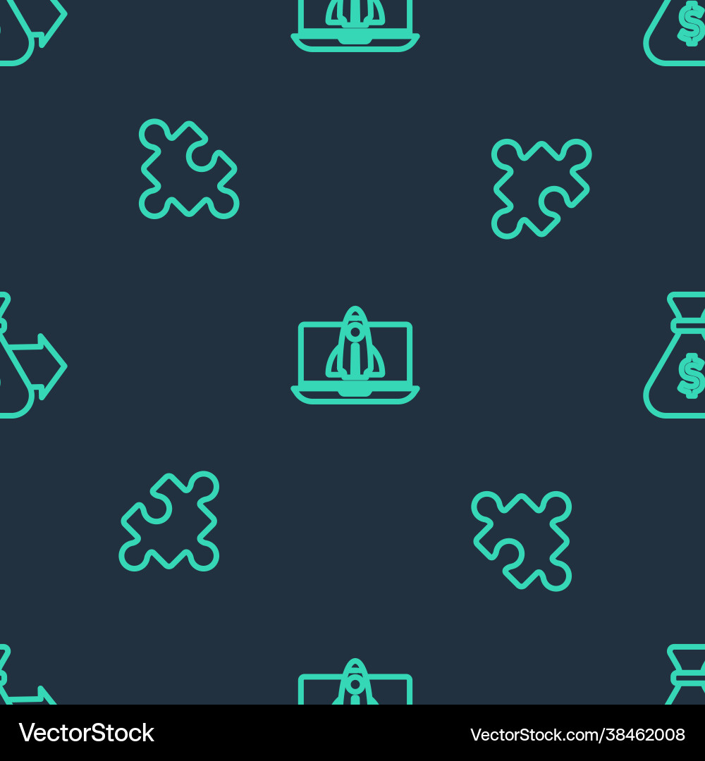 Set line startup project concept piece puzzle vector image