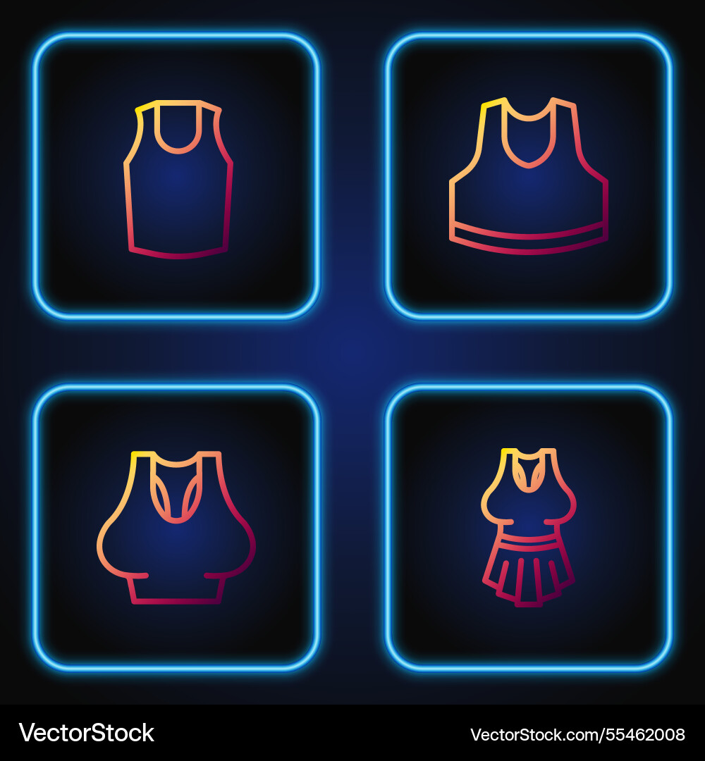 Set line undershirt and gradient color icons Vector Image
